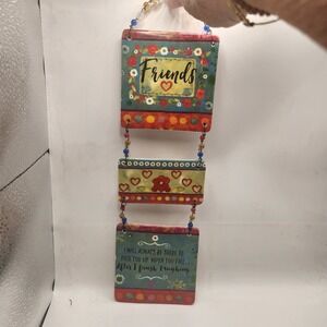 Friends Ceramic Hanging Wall Plaque Beaded 3 Tier Funny Sentiment Home Decor
